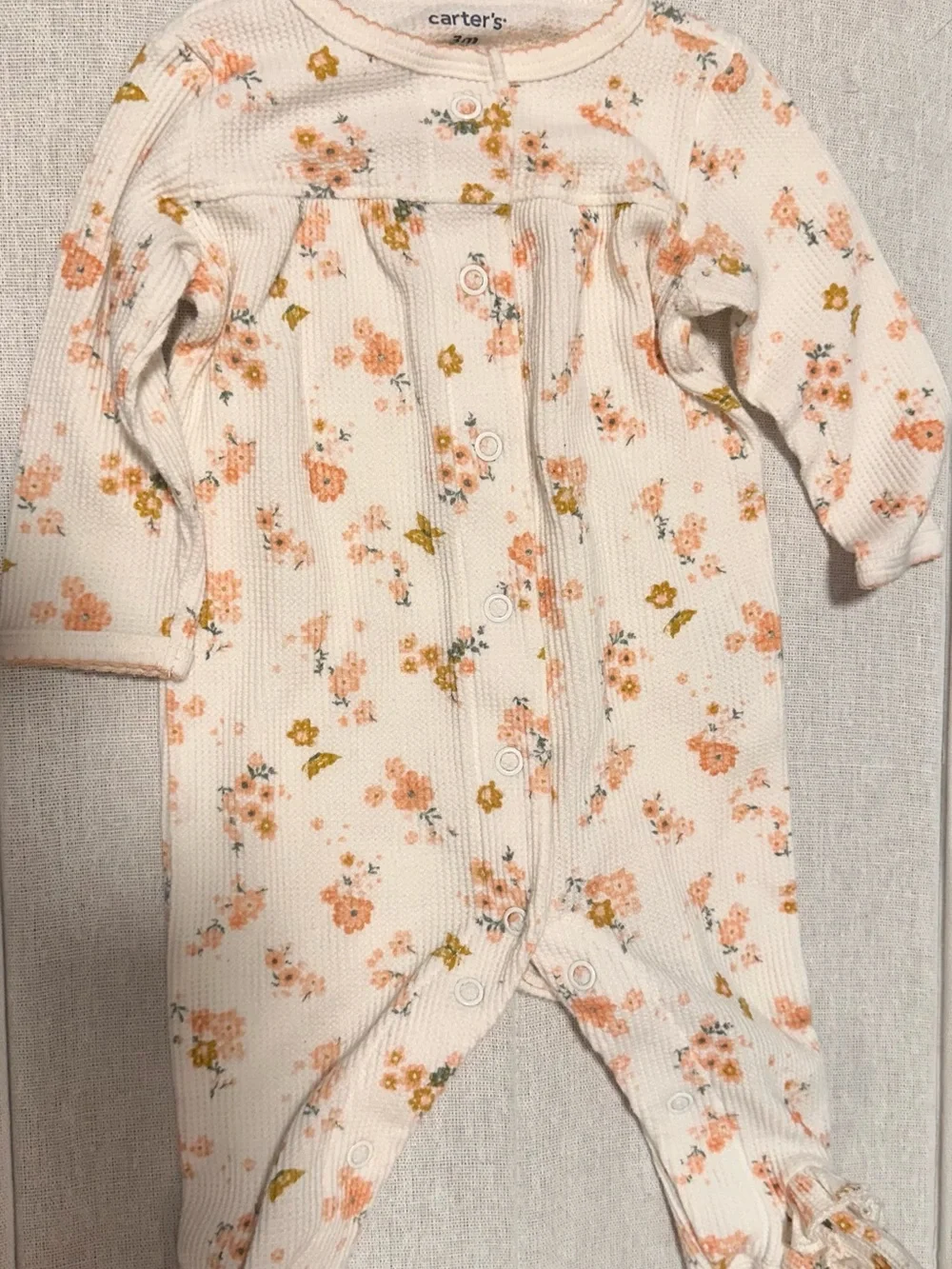 Carter's Cream One-Piece with Peach Floral Print